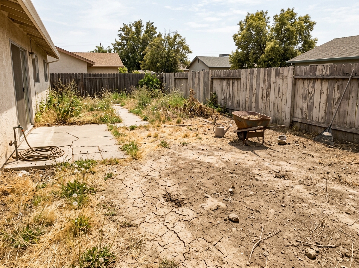Compacted lawn before